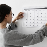 Woman checking the calendar